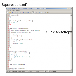 Squarecubic.mif: use of cubic anisotropy in a problem file.