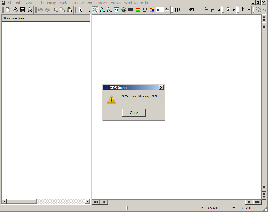 GDS Error: Missing ENDEL!