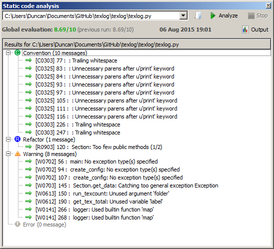 improve your python code - pylint window