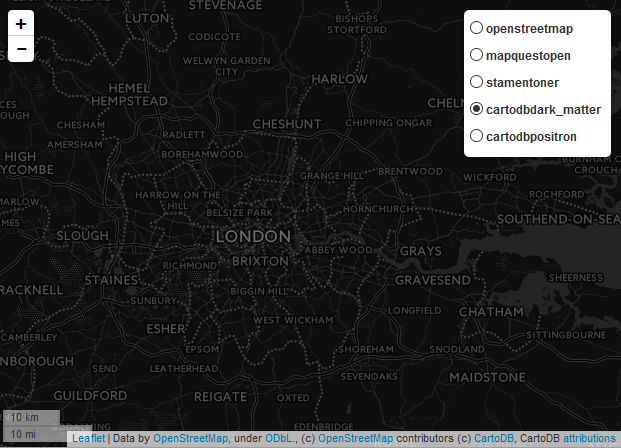 Folium Map Tiles - cartodbdark_matter