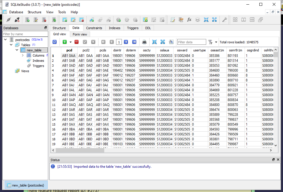 SQLite Import csv - data