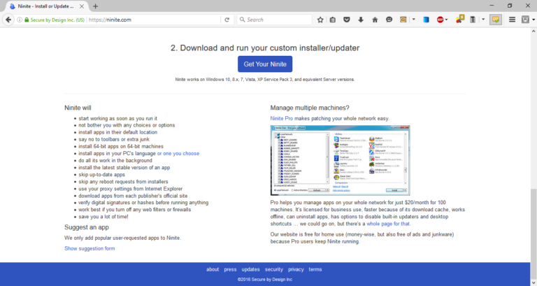 ninite select file for install