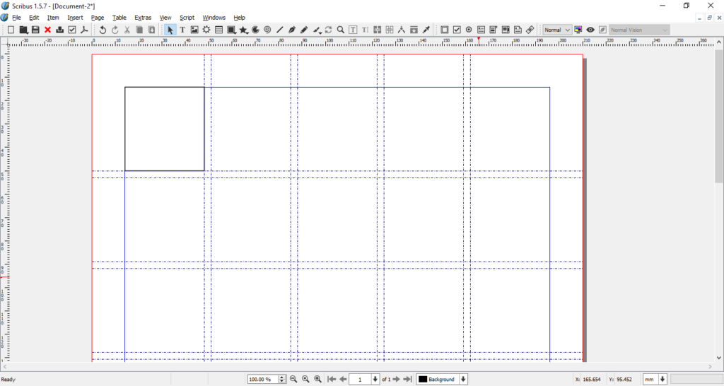 Scribus grid - single square