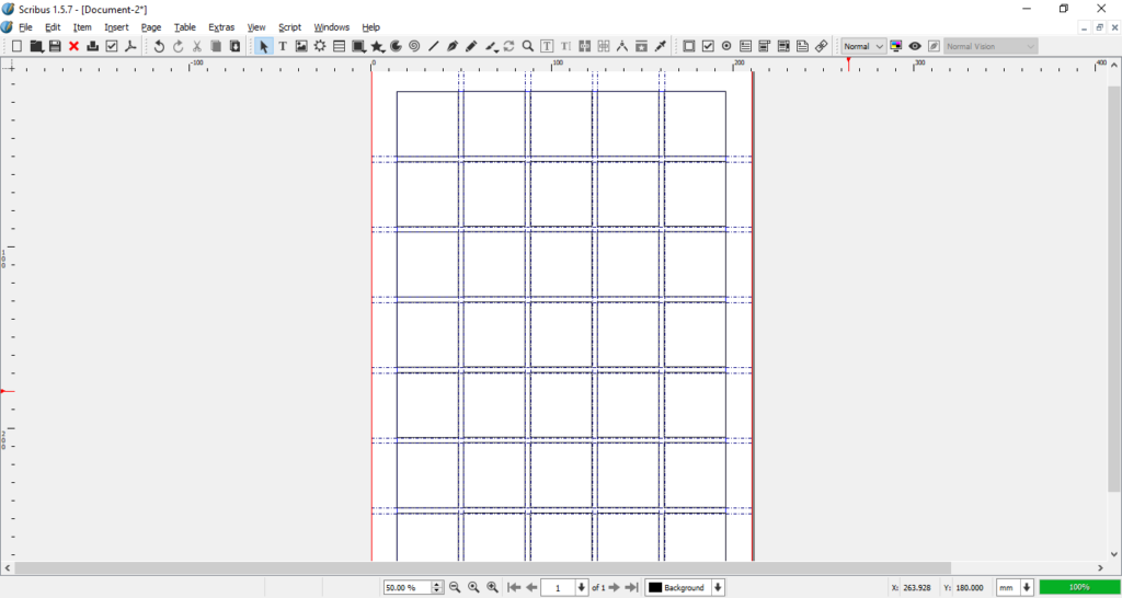 Scribus grid whole page
