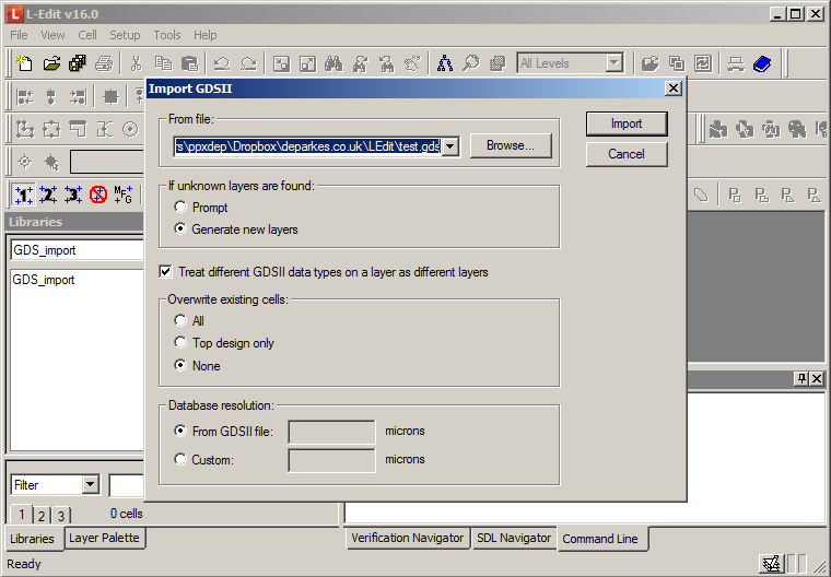 L-edit GDS import - GDS settings