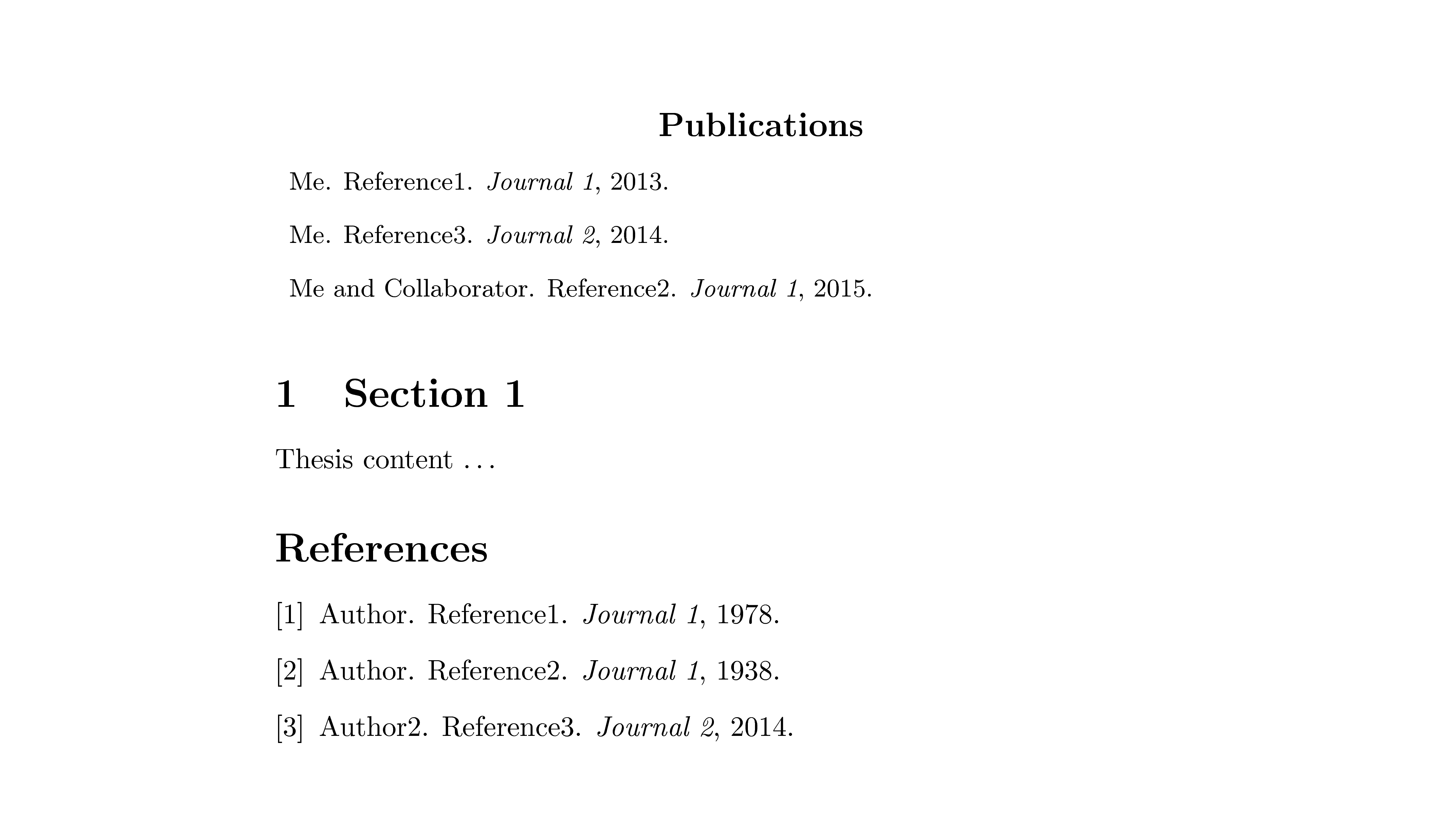 Latex Thesis Publications List